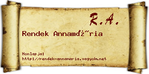 Rendek Annamária névjegykártya